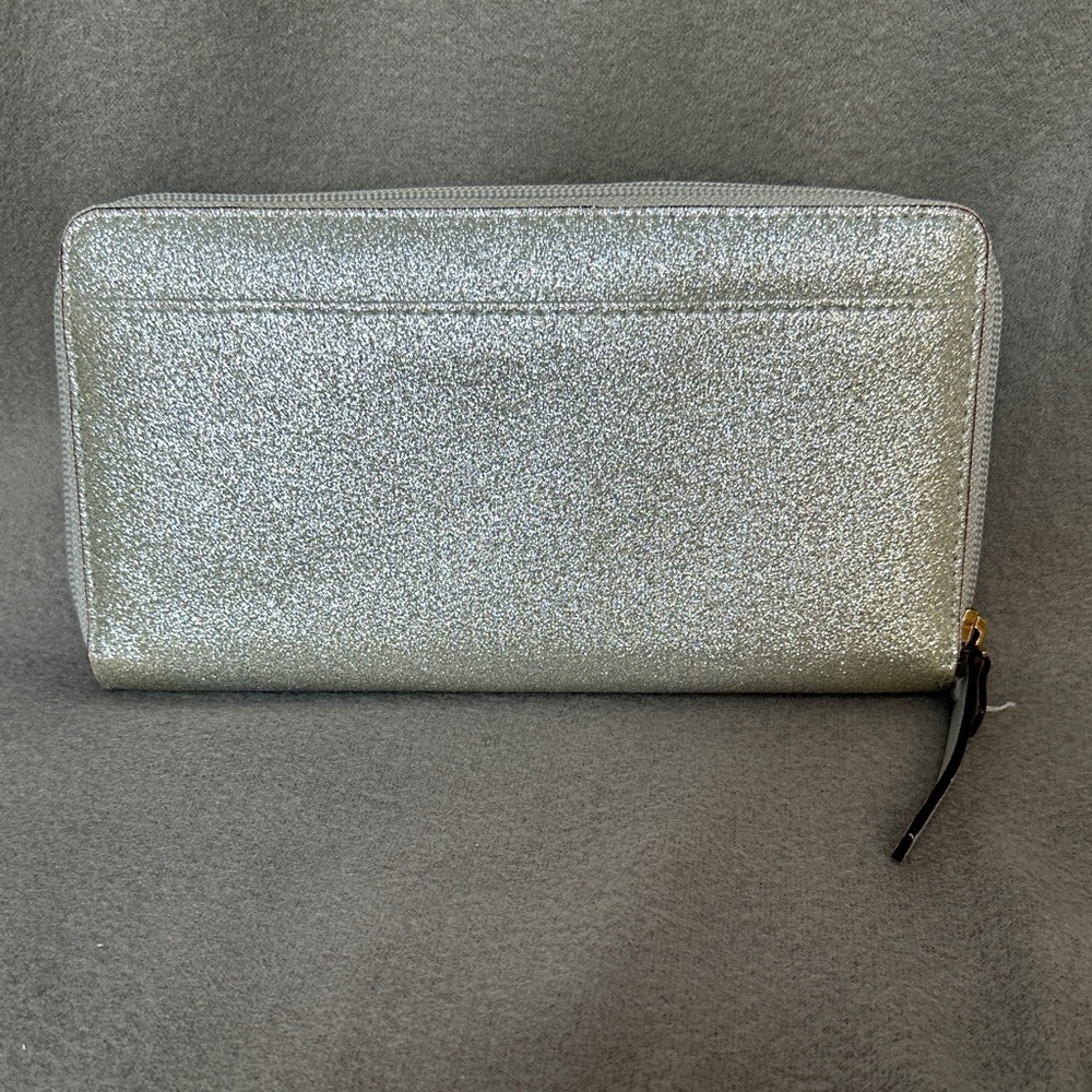 Kate Spade Kenzie Glitter Zip Wallet Shimmering Silver - Picture 3 of 10